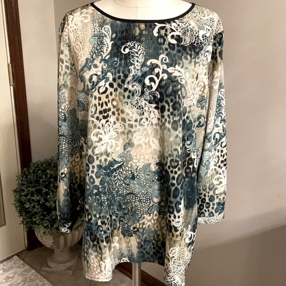 CHICO’S women’s long sleeve scoop neck tunic. Dressy casual, flowy, size XL - Picture 1 of 8